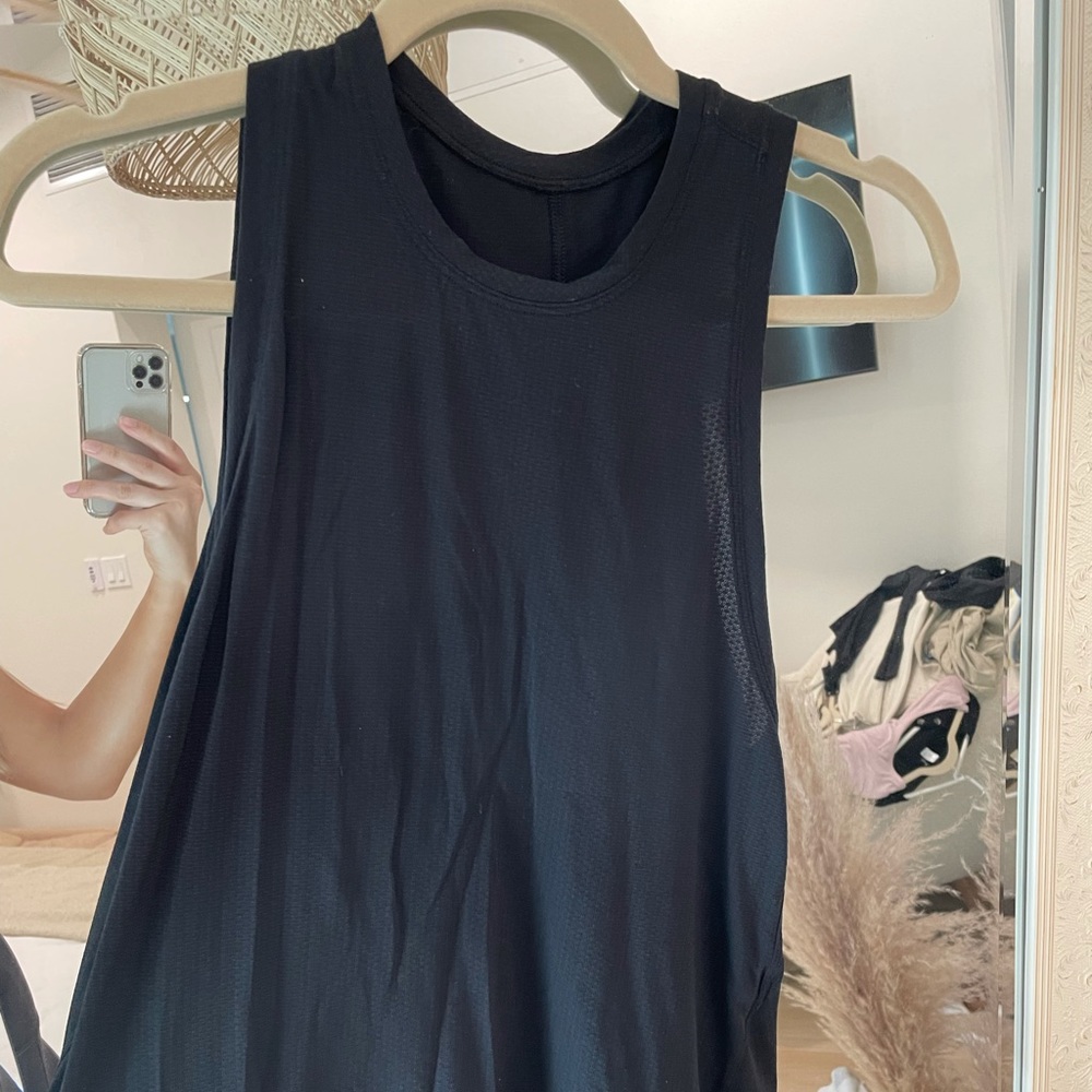 Plain black high neck Lululemon tank